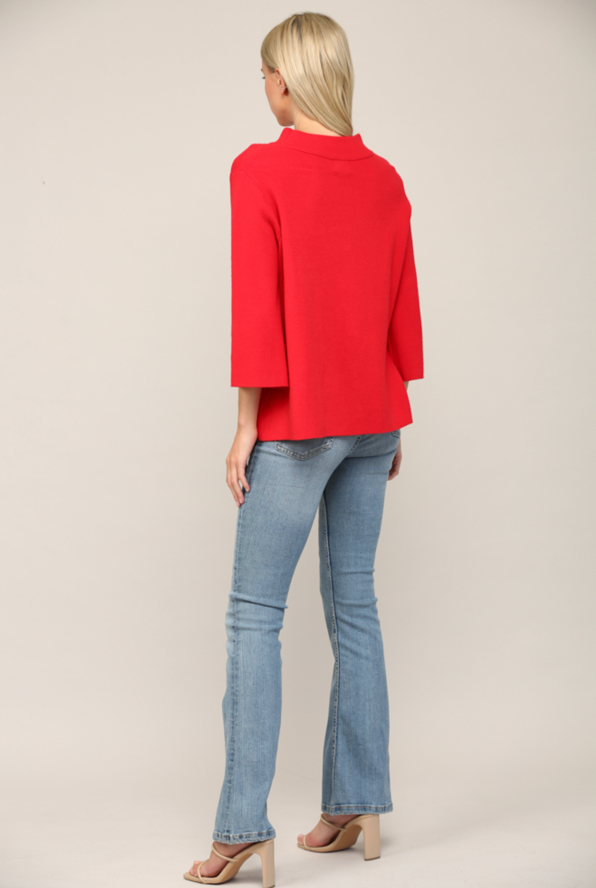 MOCK NECK PULL OVER SWEATER/BELL SLEEVE