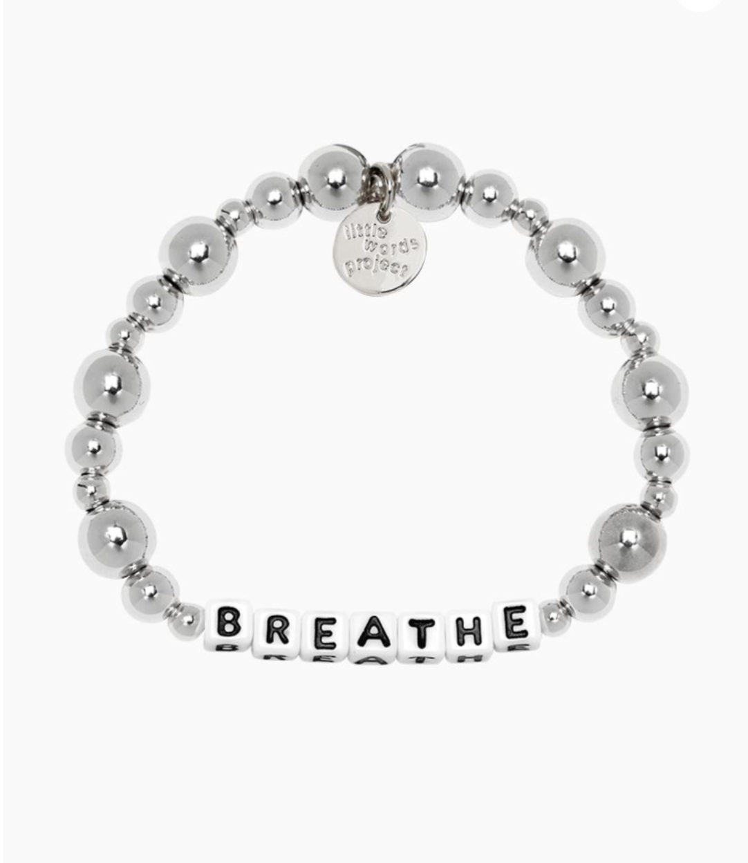 Breathe Beaded Letter Bracelet in Silver SM