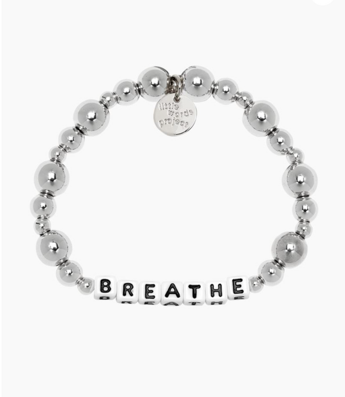 Breathe Beaded Letter Bracelet in Silver SM