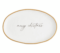 Merry Christmas Gold Bead Platter