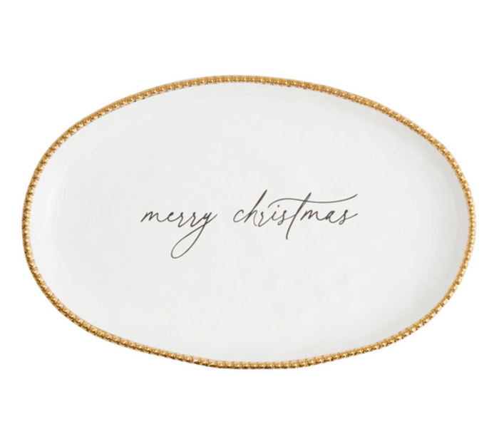 Merry Christmas Gold Bead Platter