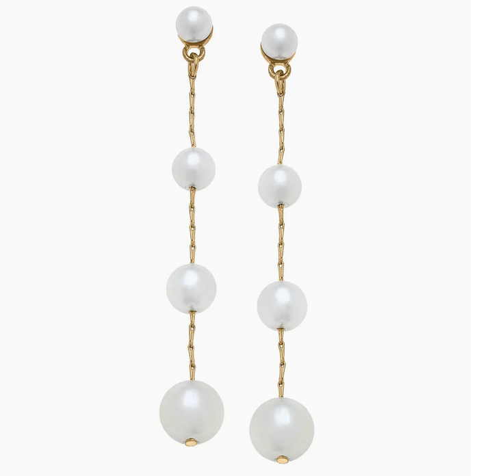 Audrey Pearl Earrings Ivory & Worn Gold