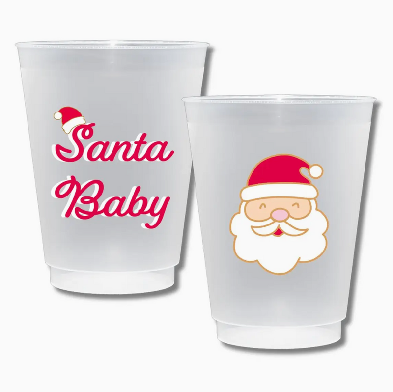 Santa Baby Shatterproof Frost Flex Plastic Cups (Set of 10)