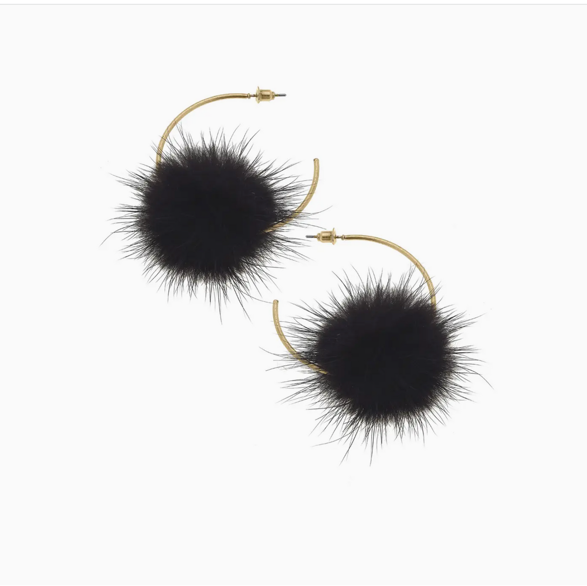 Kyra Faux Mink Pompon Hoop Earrings