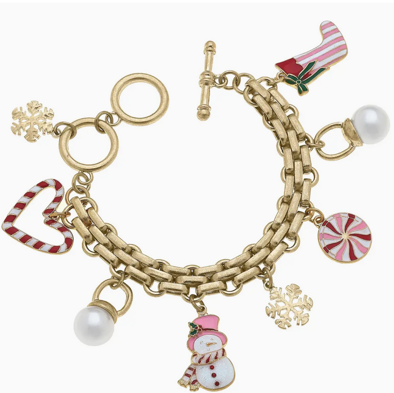 Candy Cane Forest Enamel Charm Bracelet