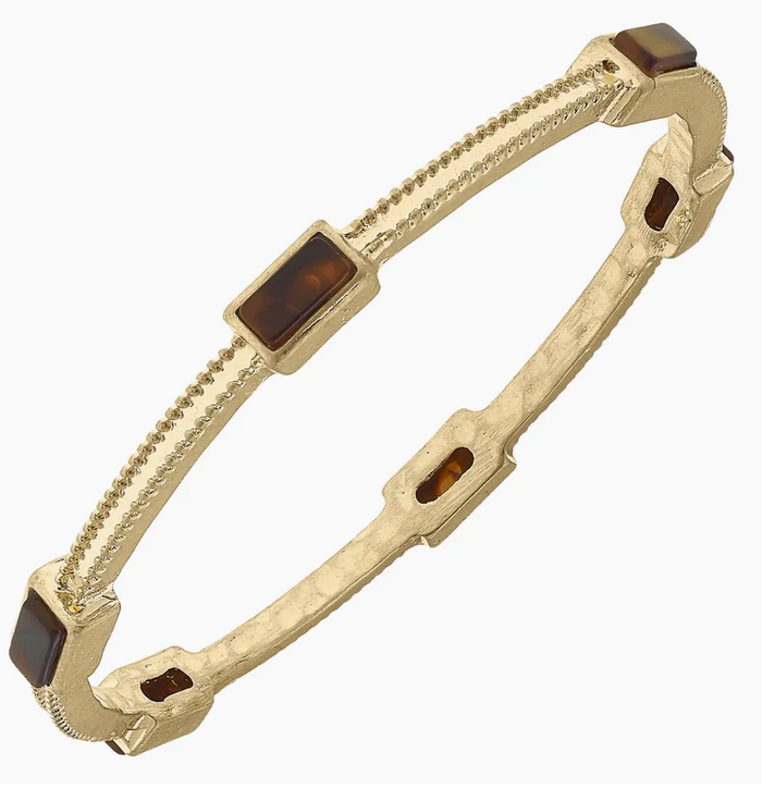 Halston Tortoise Bangle in Worn Gold