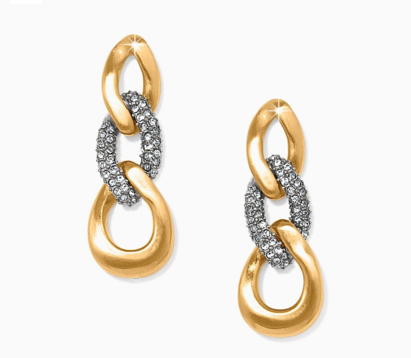 Cleo Pave Link Post Drop Earrings