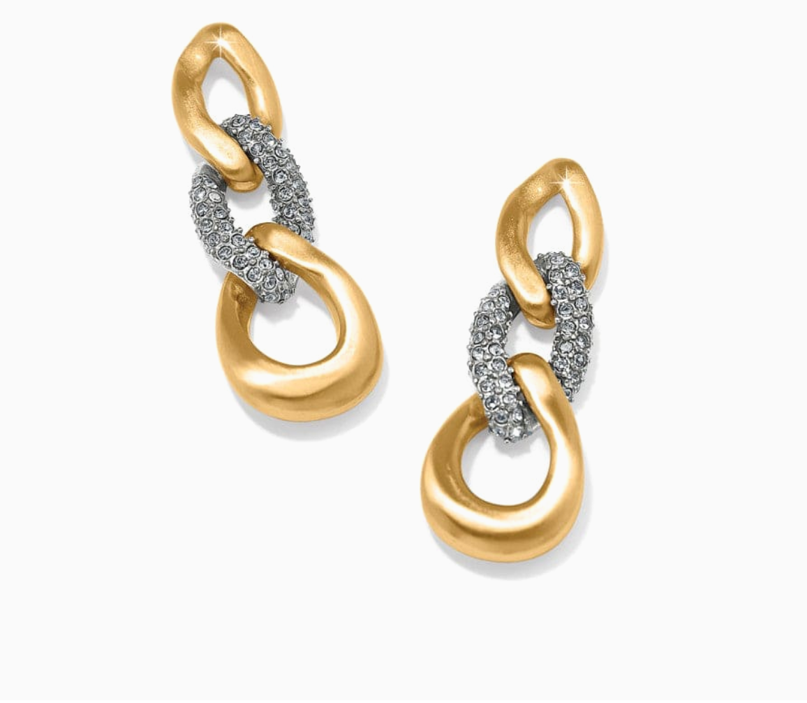 Cleo Pave Link Post Drop Earrings