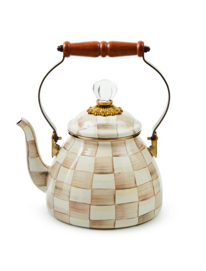 Mocha Check 2 Quart Tea Kettle