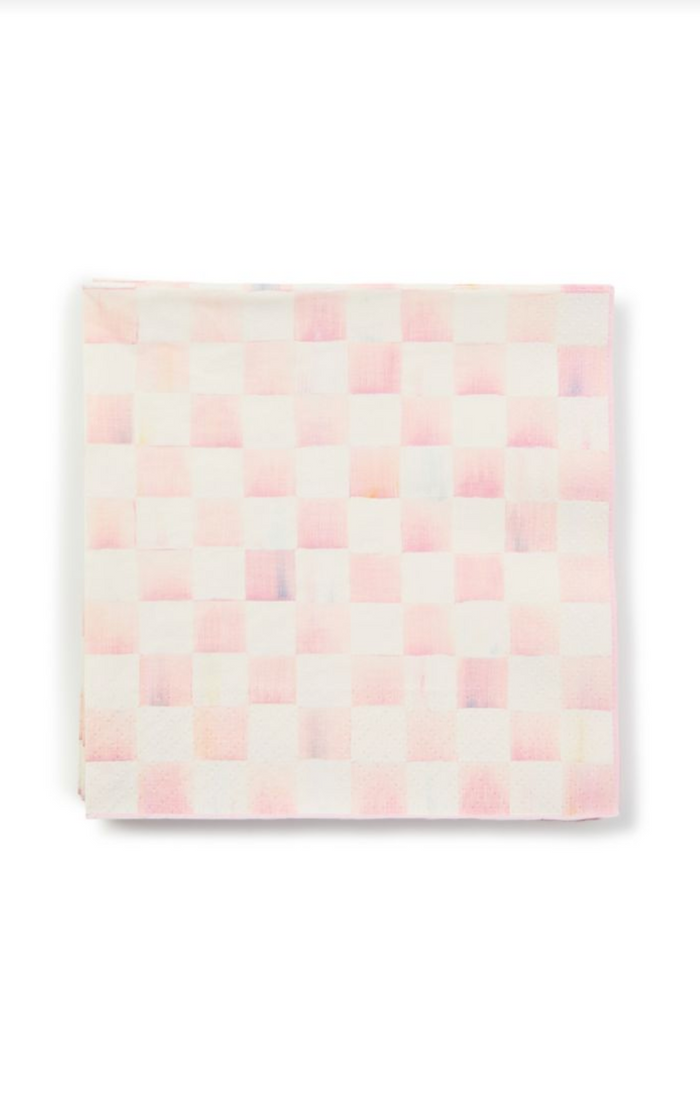 Rosy Check Dinner Paper Napkins