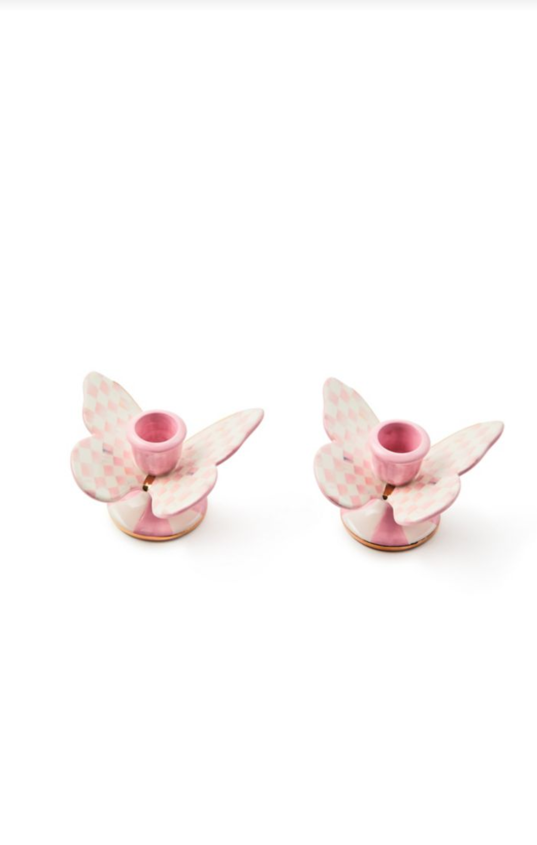 Rosy Check Butterfly Candle Holders, Set of 2