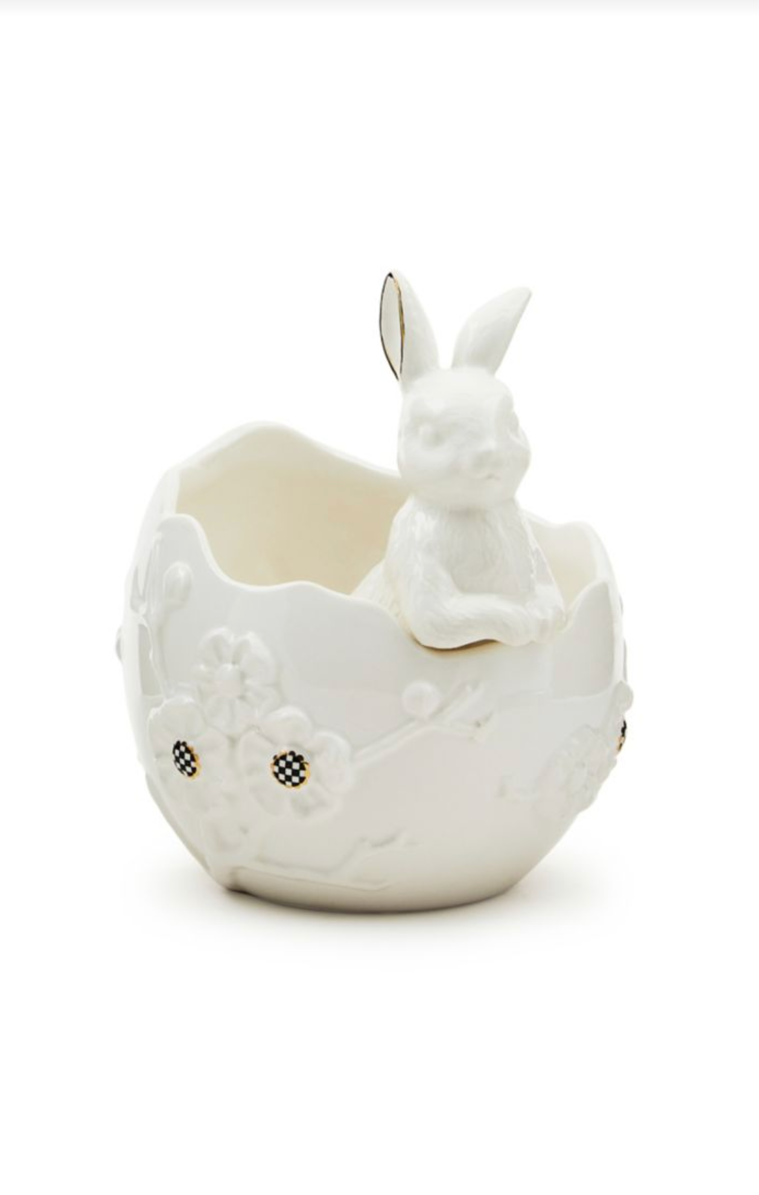 White Rabbit Ceramic Cracked Egg Bunny Bowl