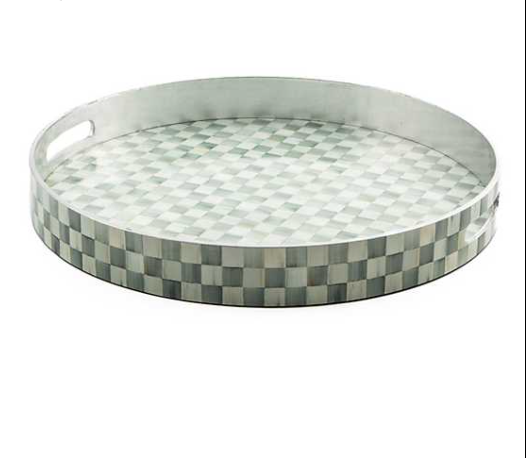 Sterling Check Lacquer Round Tray