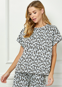 Animal Print Short Sleeve Top