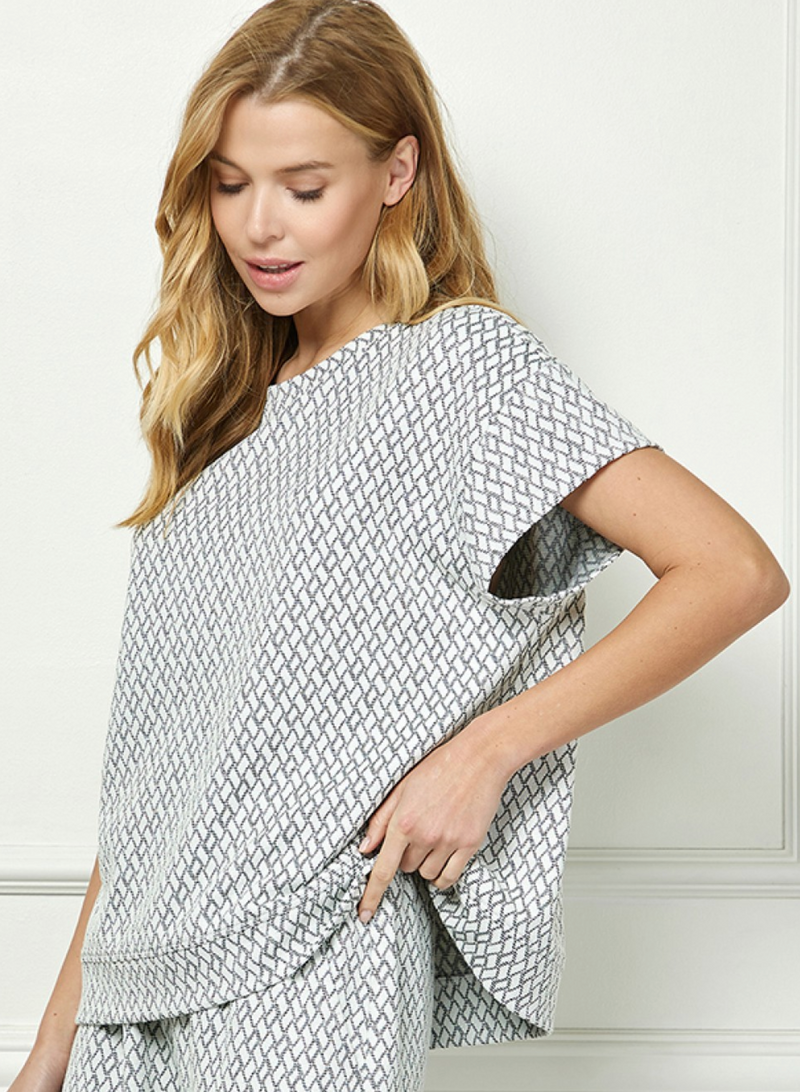 Metallic Jacquard Loungewear Top