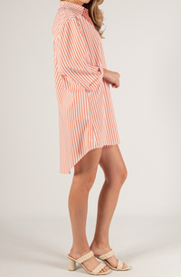 Oversized Stripe Button Up Shirt Dress