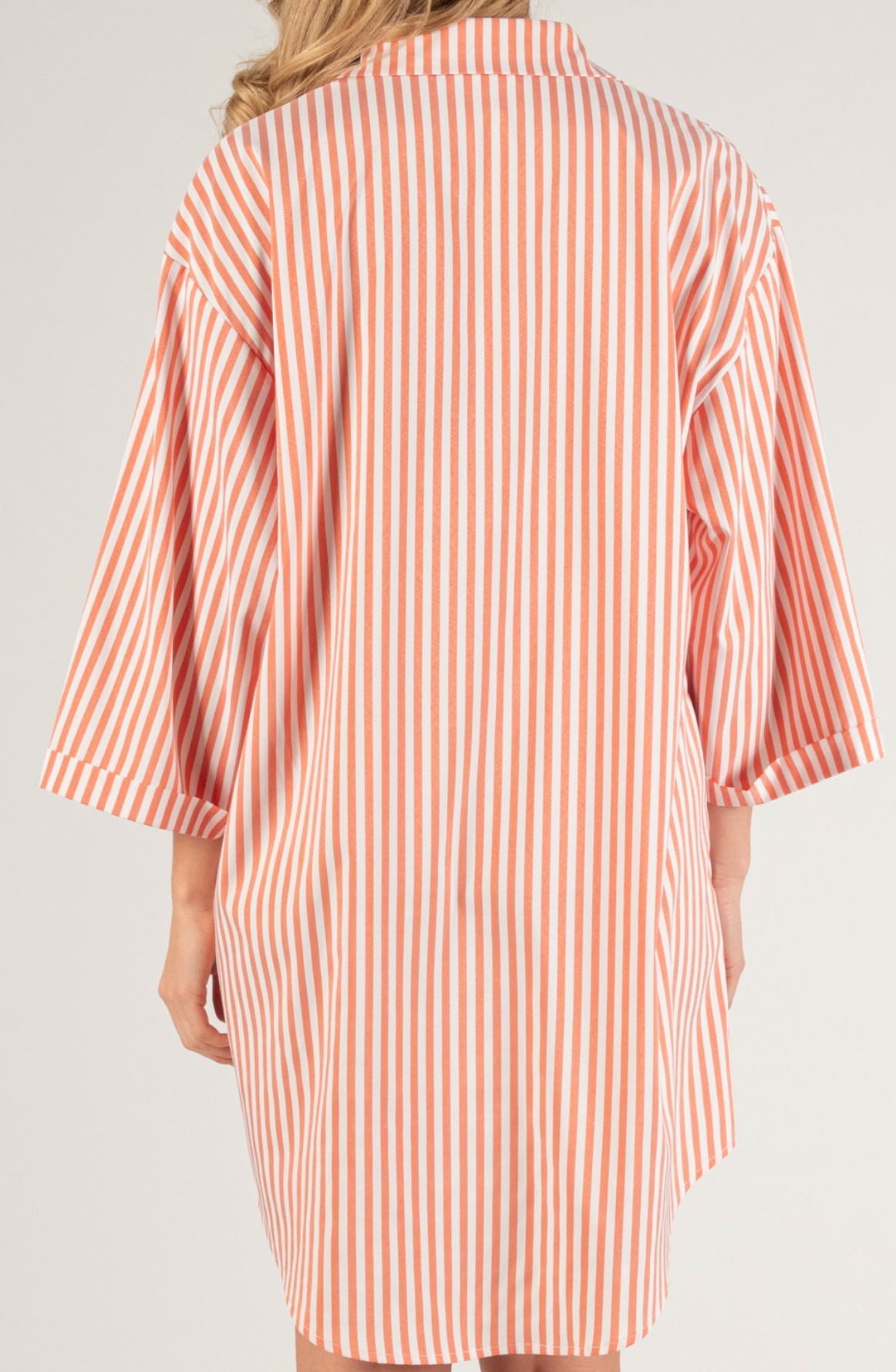 Oversized Stripe Button Up Shirt Dress