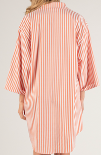 Oversized Stripe Button Up Shirt Dress