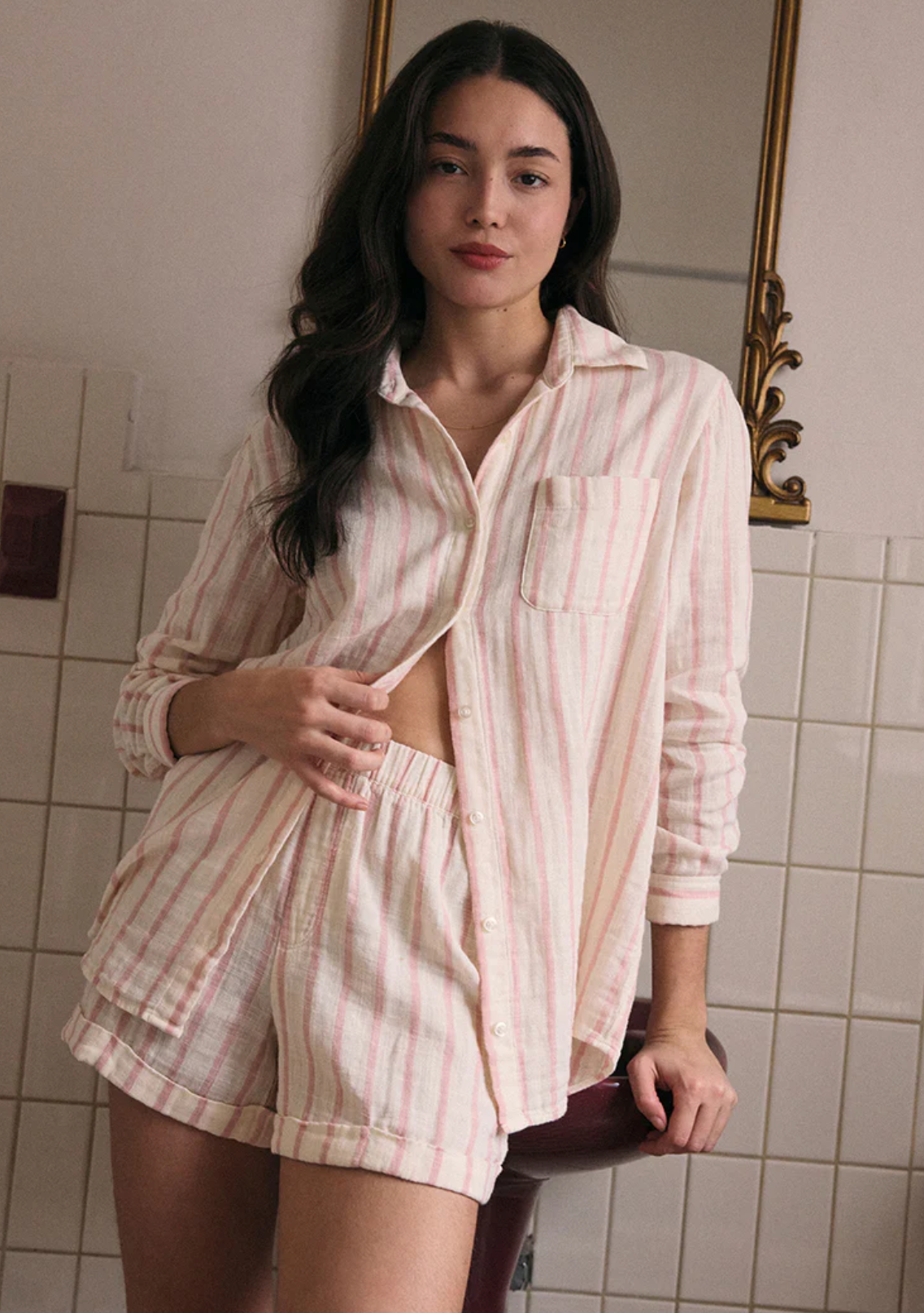 Saturday Stripe Gauze Shirt