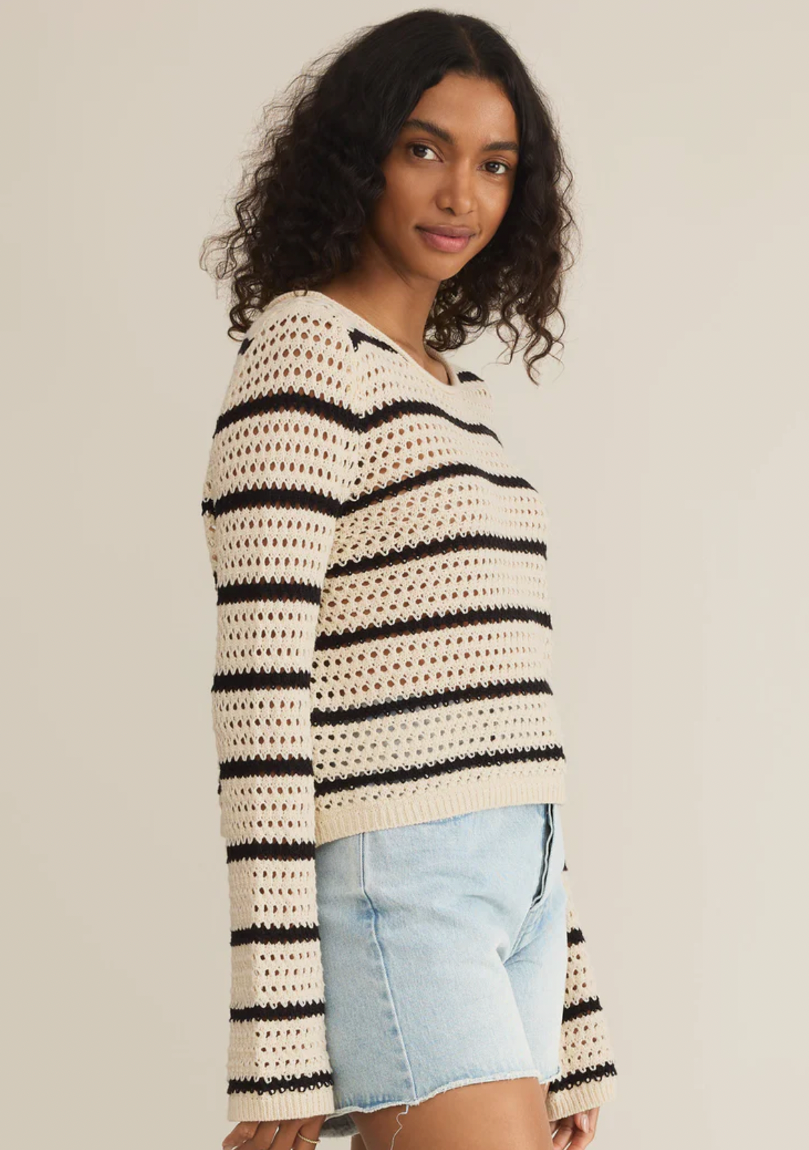 Kit Stripe Crochet Sweater