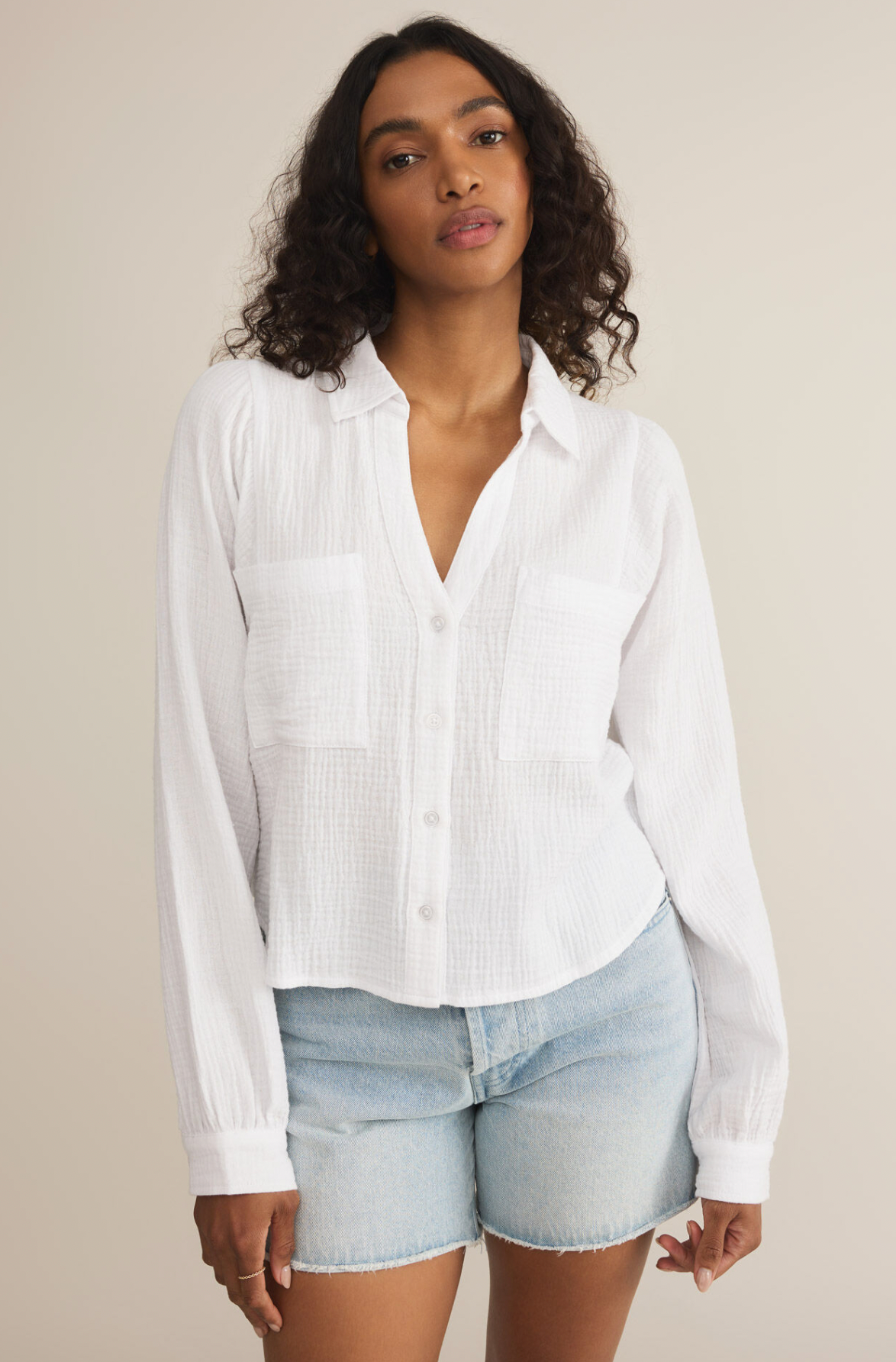 Campo Button Up Gauze Top