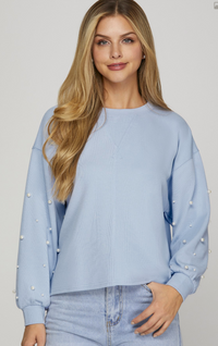 LONG SLEEVE PEARL HEAVY KNIT TOP