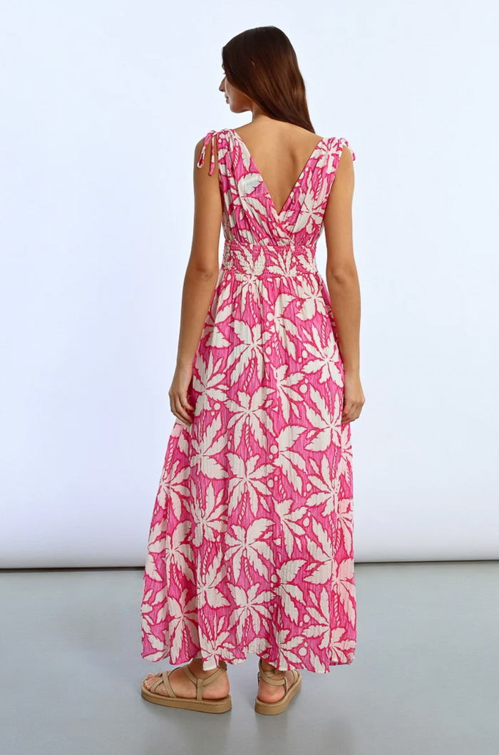 LONG, FLOWING, PRINTED DRESS