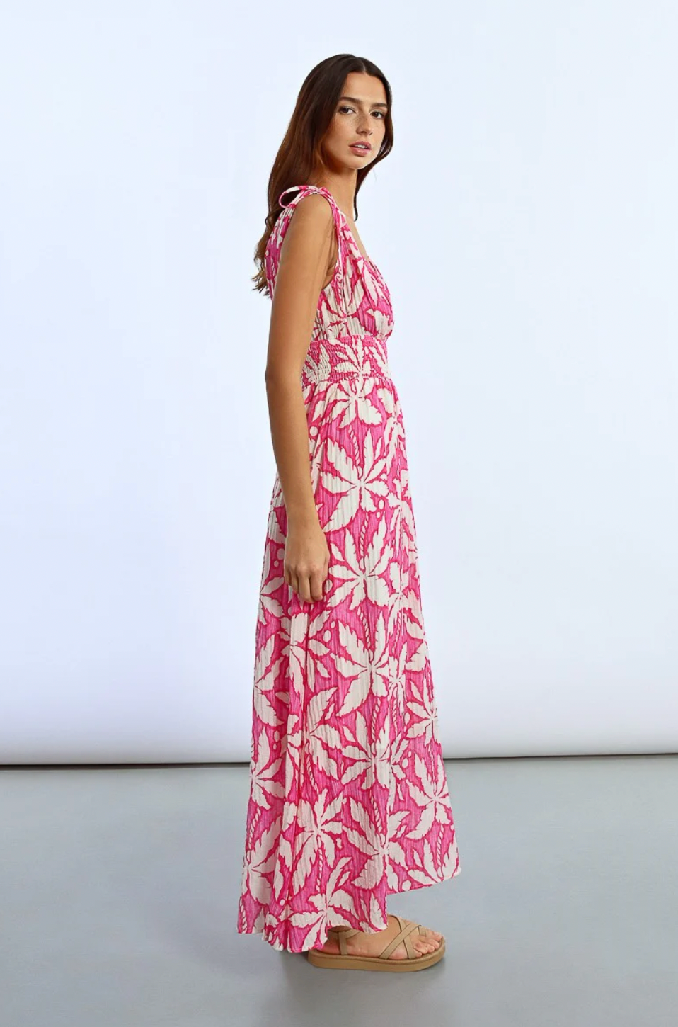 LONG, FLOWING, PRINTED DRESS