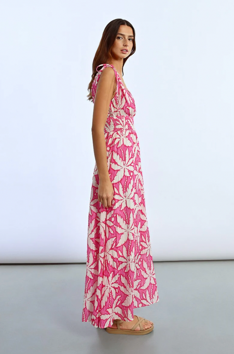 LONG, FLOWING, PRINTED DRESS