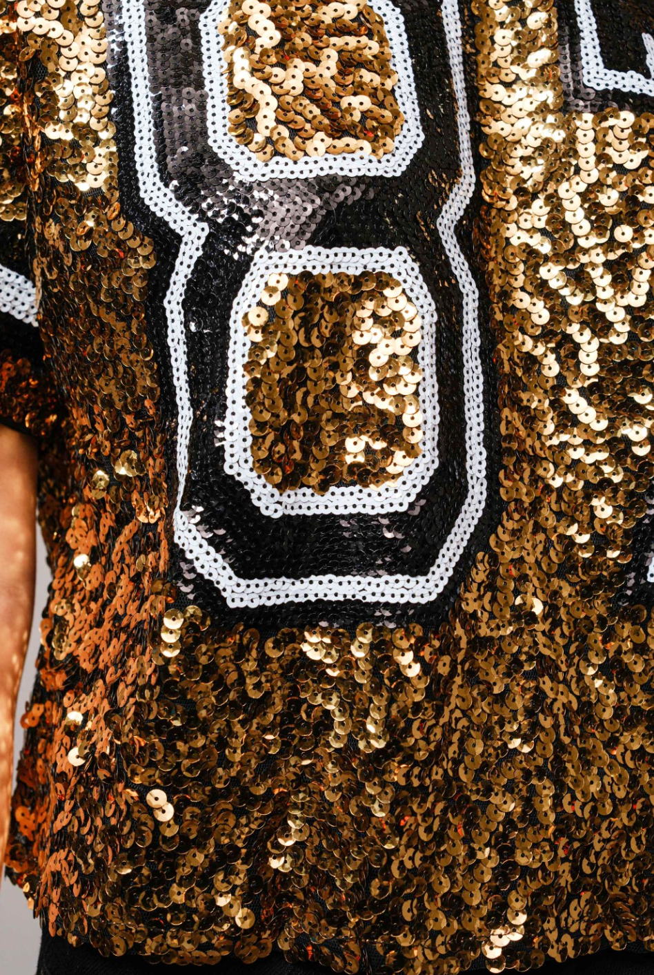 Sequin Game Day Crop Varsity Top