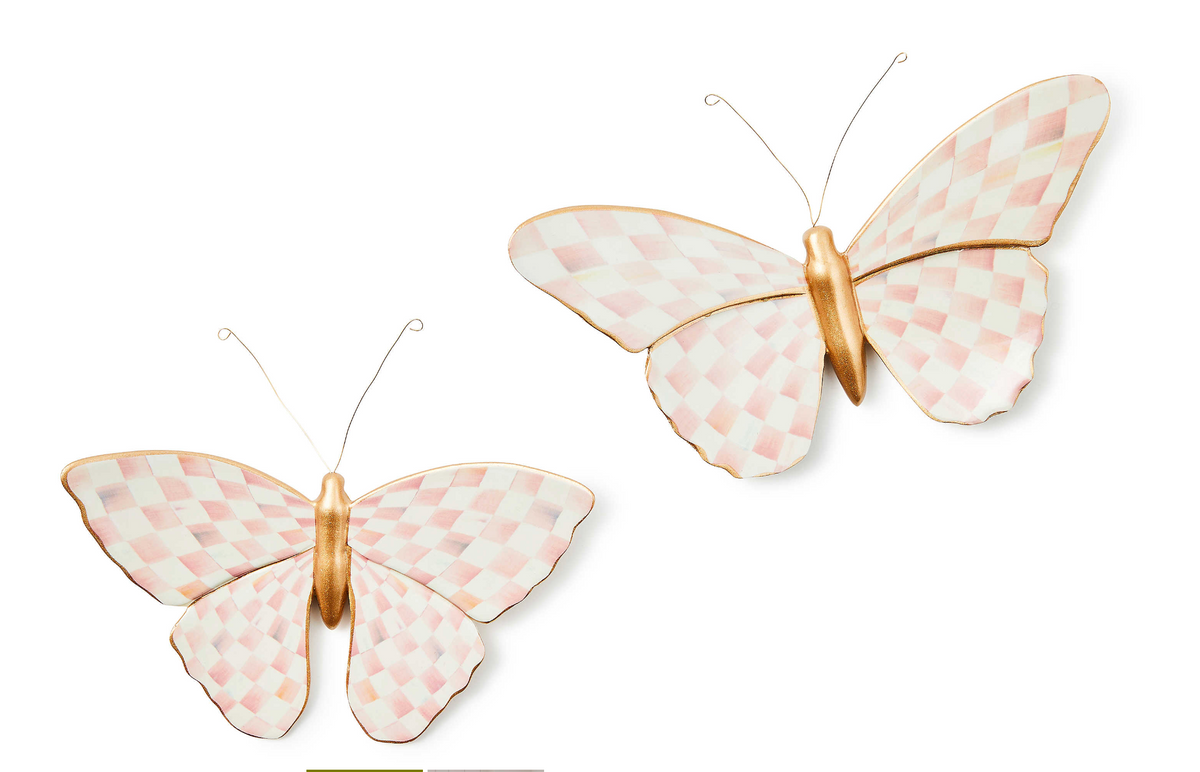 Rosy Check Wall Decor Butterfly Duo