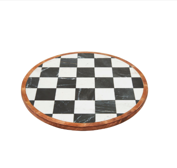 Black & White Check Lazy Susan