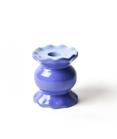 Iris Blue Small Ruffle Candle Holder