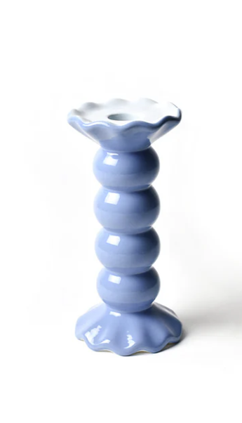 French Blue Med. Ruffle Candle Holder