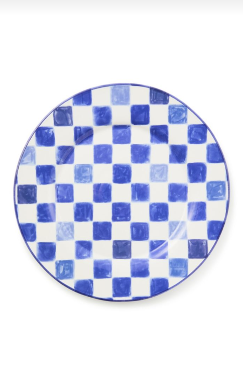 Indigo Check Round Platter