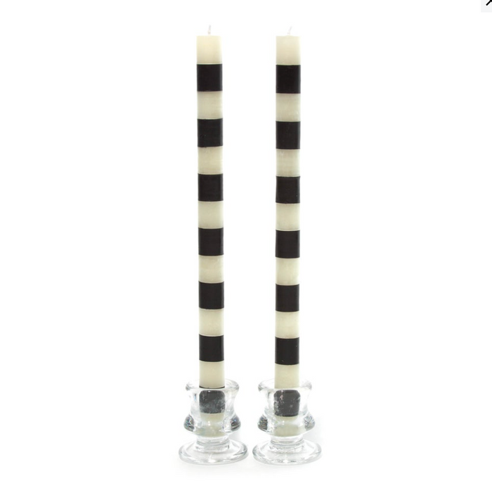 Double Bands Dinner Candles- Black&Gold- Set of 2