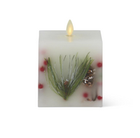 3.5 x 4.5 Inch White Wax Berry & Pine Indoor Square Candle