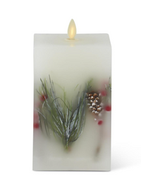 3.5 x 6.5 Inch White Wax Berry & Pine Indoor Square  Candle