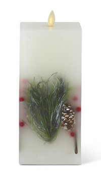 3.5 x 8.5 Inch White Wax Berry & Pine Indoor Pillar  Candle