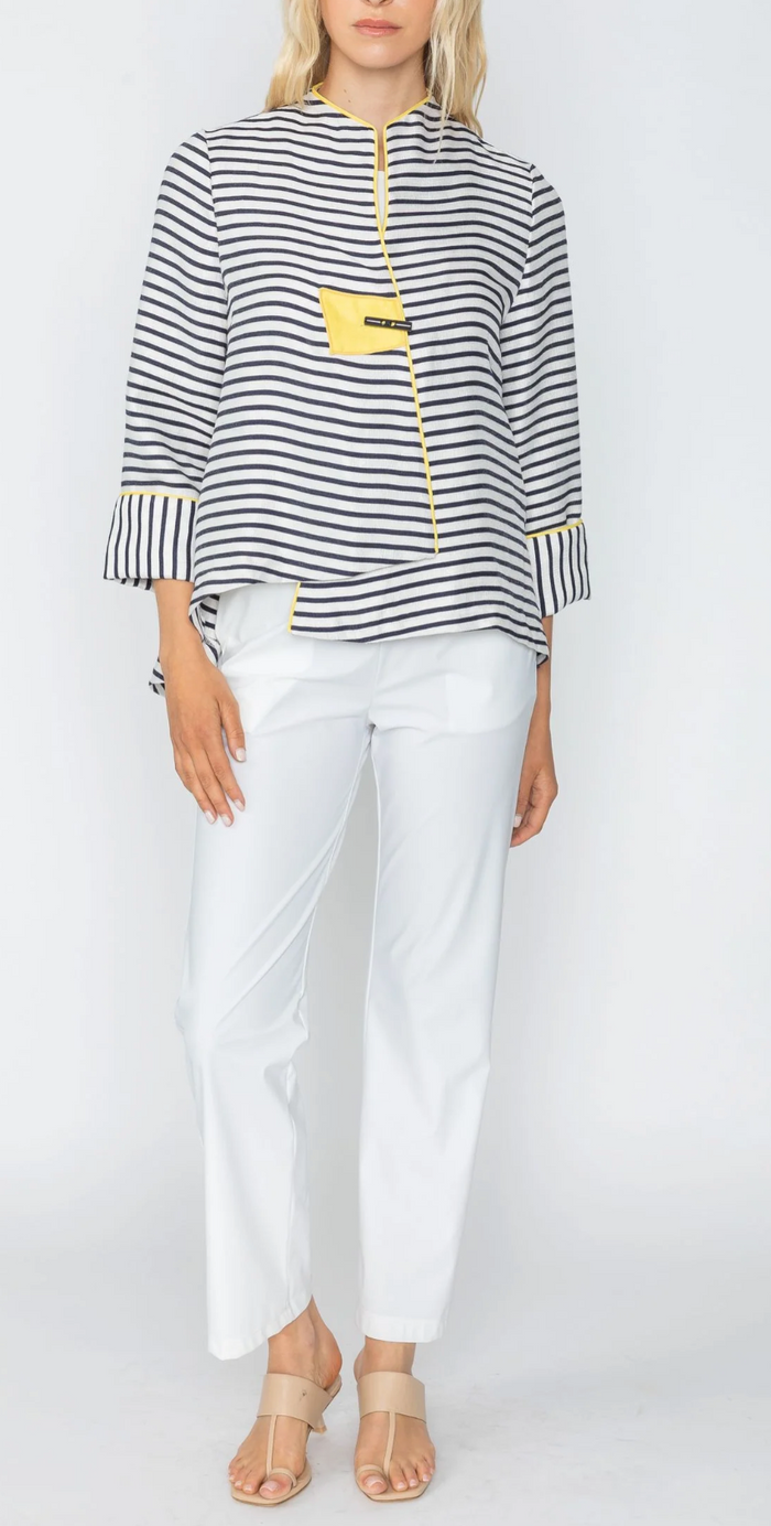Contrast Piping One Button Jacket