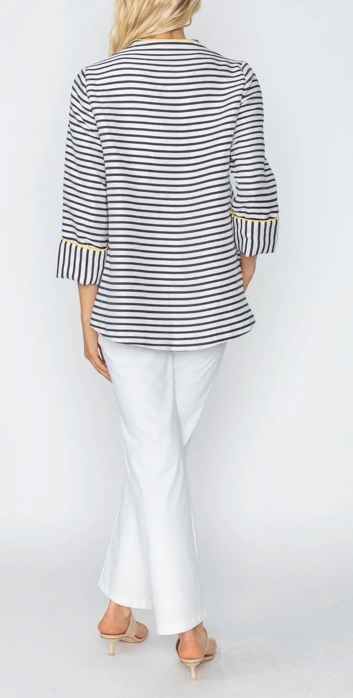 Contrast Piping One Button Jacket