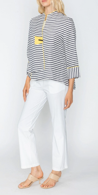 Contrast Piping One Button Jacket