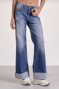 Cuffed Bottom Denim Wash Jeans