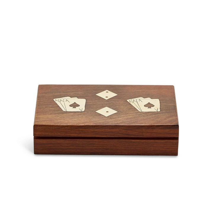 Wood Crafted Playing Card/Dice Game Set