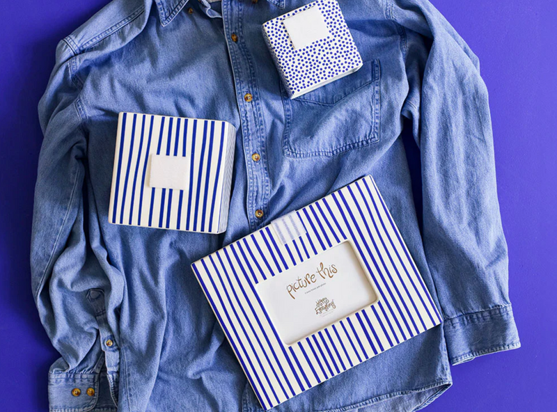 Indigo Skinny Stripe Mini Rectangle Frame