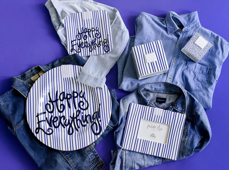 Indigo Skinny Stripe Mini Rectangle Frame