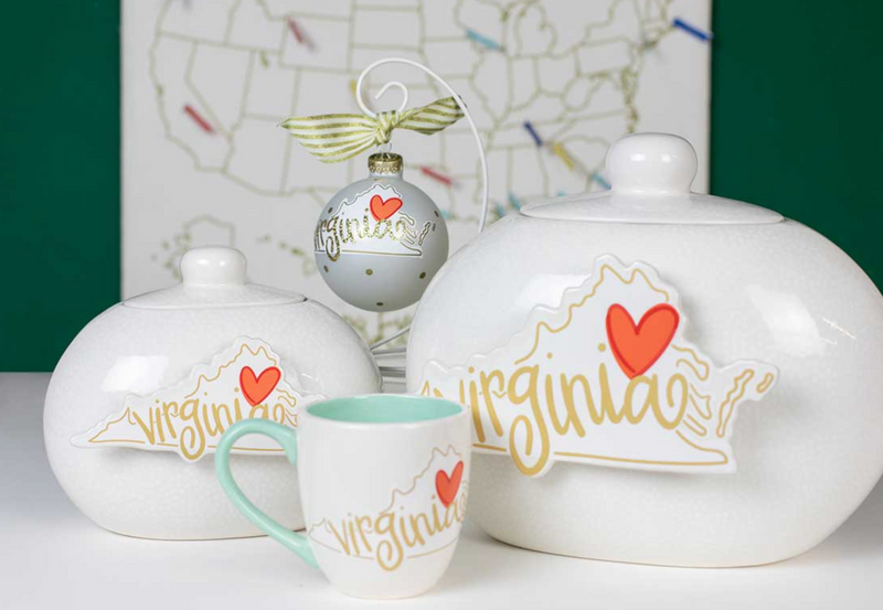 Virginia Motif Glass Ornament