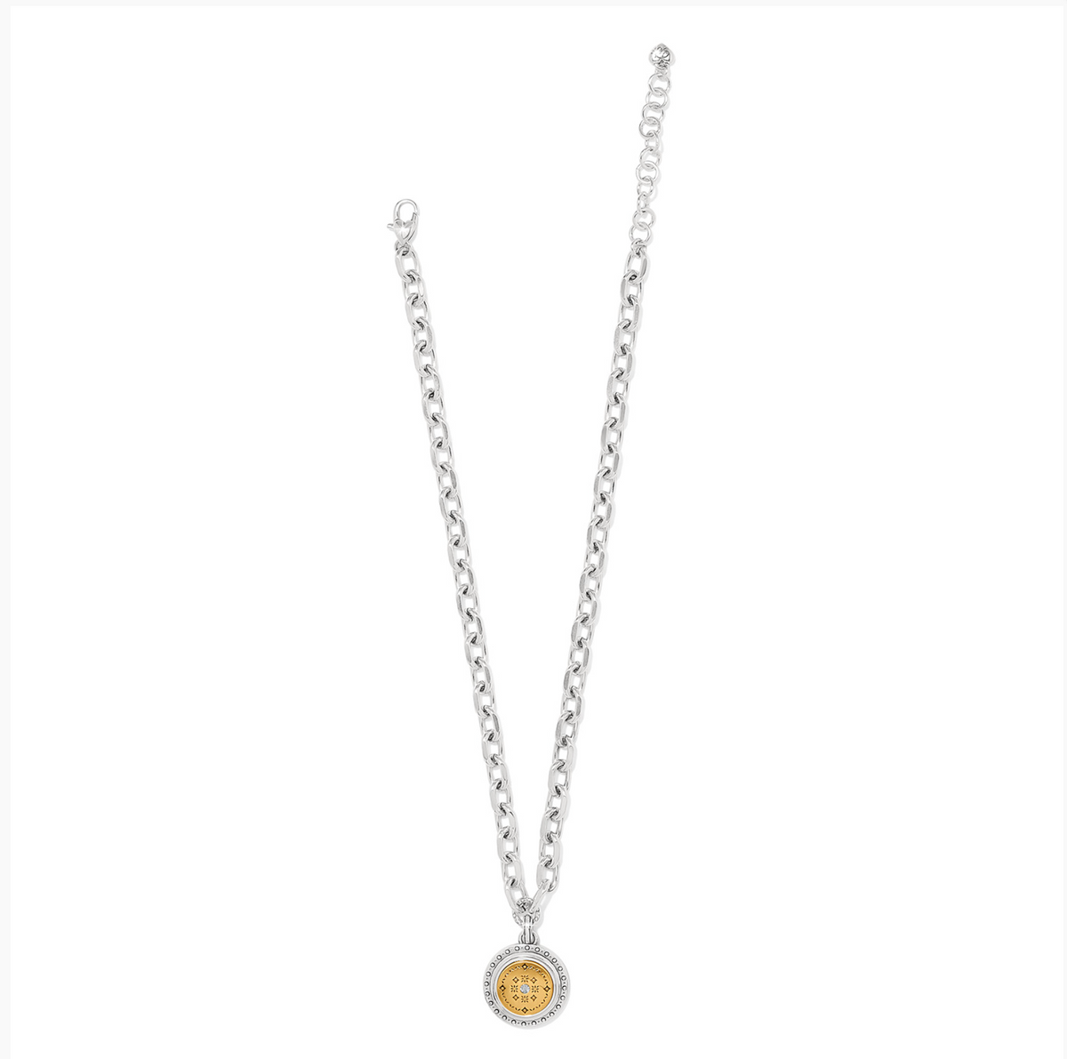 Mosaic Round Two Tone Pendant Necklace