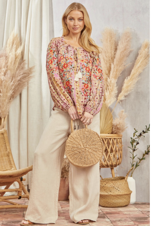 Long Sleeve Print Tunic Top