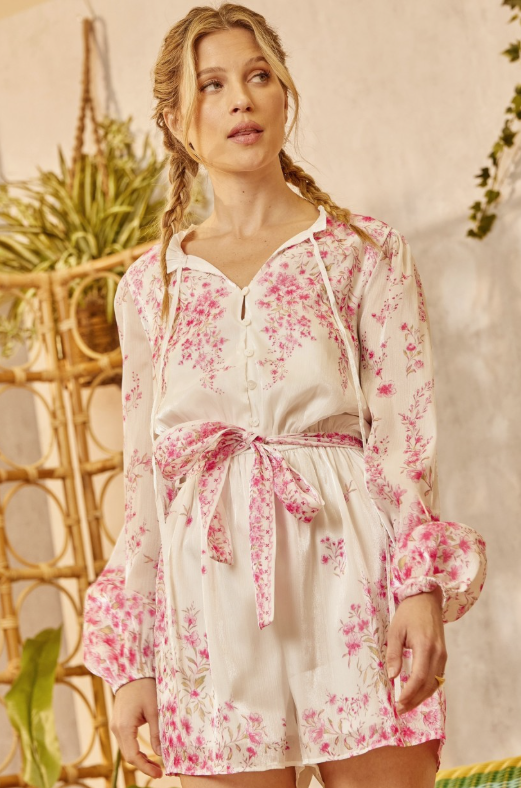 Elegant Satin Like Print Romper